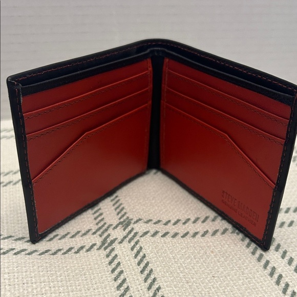 Steve Madden Black and Red Leather Card Holder - Picture 3 of 5